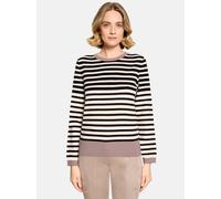 Strickpullover BETTY BARCLAY "Damen mit Rundhalsausschnitt", Damen, Gr. 38, schwarz-weiß (patch schwarz, taupe), Strick, Obermaterial: 55% Viskose, 30% Polyester, 15% Polyamid, gerade lang, Rundhals,