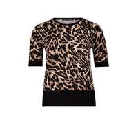 Betty Barclay Damen Feinstrickpullover mit Animalprint 38, Schwarz/Beige