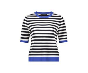 Betty Barclay - Gestreifter Strickpullover mit Rundhalsausschnitt und Halbarm blau - Gr. - 48