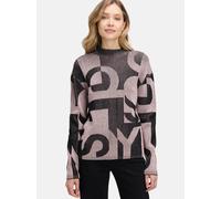 Strickpullover BETTY BARCLAY "Damen Grobstrick-Pullover mit Jacquard", Damen, Gr. 38, schwarz (patch schwarz, rosé), Strick, Obermaterial: 50% Viskose, 27% Polyamid, 23% Polyester., relaxed fit normal