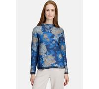 Strickpullover BETTY BARCLAY "Betty Barclay Damen Grobstrick-Pullover mit Print", Damen, Gr. 46, bunt (blau, camel), Strick, Obermaterial: 50% Polyester, 25% Baumwolle, 25% Polyacryl., modisch, lässig