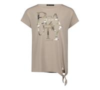 Kurzarmshirt BETTY BARCLAY "Damen mit Schleifenknoten", Damen, Gr. 42, grau beige, Jersey, Obermaterial: 62% Viskose, 21% Polyester, 12% Polyester, 5% Elasthan, loose fit normal, U-Boot-Ausschnitt, Sh