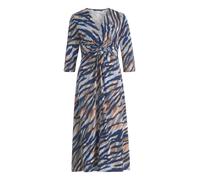 Midikleid BETTY BARCLAY "Damen mit Raffung", Damen, Gr. 38, Normalgrößen, blau (blau, braun), Obermaterial: 94% Polyester, 6% Elasthan, körpernah lang, V-Ausschnitt, Kleider Midikleid (48675458-38) bl