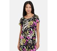 Kurzarmshirt BETTY BARCLAY "Betty Barclay Printshirt mit Gummizug", Damen, Gr. 36, schwarz (schwarz, khaki), Jersey, Obermaterial: 94% Polyester, 6% Elasthan., feminin, figurumspielend normal, Rundhal