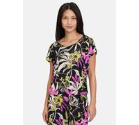 Kurzarmshirt BETTY BARCLAY "Betty Barclay Printshirt mit Gummizug", Damen, Gr. 38, schwarz (schwarz, khaki), Jersey, Obermaterial: 94% Polyester, 6% Elasthan., feminin, figurumspielend normal, Rundhal