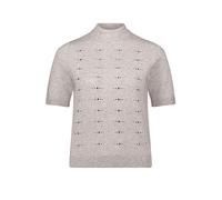 Kurzarmshirt BETTY BARCLAY "Damen Feinstrickpullover mit Stehkragen", Damen, Gr. 48, silber (light silber melange), Strick, Obermaterial: 50% Viskose, 27% Polyamid, 23% Polyester., figurumspielend nor