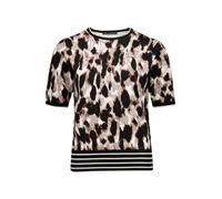 Kurzarmshirt BETTY BARCLAY "Damen kurzarm", Damen, Gr. 36, braun (beige, schwarz), Strick, Obermaterial: 80% Viskose, 20% Polyamid, Basic, figurumspielend normal, Rundhals, Shirts (93799725-36) beige,