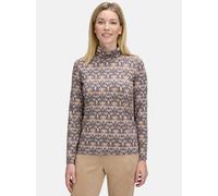 Kurzarmshirt BETTY BARCLAY "Damen mit Stehkragen", Damen, Gr. 42, grau (grau, beige), Jersey, Obermaterial: 95% Viskose, 5% Elasthan, Basic, tailliert normal, Shirts (18456016-42) grau, beige