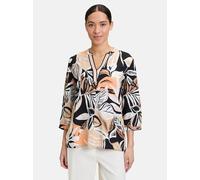 Schlupfbluse BETTY BARCLAY "Damen mit 3/4 Arm", Damen, Gr. 38, schwarz (schwarz, braun), Obermaterial: 100% Viskose., figurumspielend normal, V-Ausschnitt, Blusen Schlupfbluse (51786956-38) schwarz, b