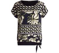Kurzarmshirt BETTY BARCLAY "Damen mit Schleifenknoten", Damen, Gr. 38, bunt (dunkelblau, grün), Jersey, Obermaterial: 95% Viskose, 5% Elasthan, figurumspielend normal, U-Boot-Ausschnitt, Shirts (41861
