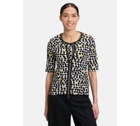 Betty Barclay Damen Shirtjacke mit Rippenstruktur 42, Beige/Schwarz