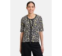 Shirtjacke BETTY BARCLAY "Betty Barclay Shirtjacke mit Rippenstruktur", Damen, Gr. 46, beige (beige, schwarz), Rippware, Obermaterial: 95% Baumwolle, 5% Elasthan., casual, tailliert normal, Rundhals,