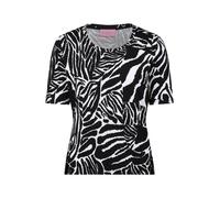 Kurzarmshirt BETTY BARCLAY "Damen mit Rippenstruktur", Damen, Gr. 46, schwarz (schwarz, weiß), Jersey, Obermaterial: 95% Baumwolle, 5% Elasthan, tailliert normal, Rundhals, Shirts, Druck (96749867-46)