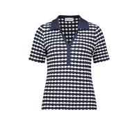 Kurzarmshirt BETTY BARCLAY "Damen mit Struktur", Damen, Gr. 40, dunkelblau, weiß, Jersey, Obermaterial: 62% Polyester, 36% Viskose, 2% Elasthan, tailliert normal, V-Ausschnitt, Shirts (64254253-40) du