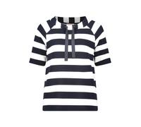 Kurzarmshirt BETTY BARCLAY "Damen mit Rippenstruktur", Damen, Gr. 40, dunkelblau, weiß, Jersey, Obermaterial: 72% Viskose, 24% Polyester, 4% Elasthan, loose fit normal, U-Boot-Ausschnitt, Shirts (4091