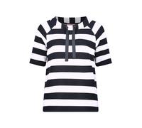 Kurzarmshirt BETTY BARCLAY "Damen mit Rippenstruktur", Damen, Gr. 44, dunkelblau, weiß, Jersey, Obermaterial: 72% Viskose, 24% Polyester, 4% Elasthan, loose fit normal, U-Boot-Ausschnitt, Shirts (4091