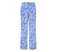 Leinenhose BETTY BARCLAY "Damen mit elastischem Bund", Damen, Gr. 38, Normalgrößen, weiß, blau, Leinenmischung, Obermaterial: 55% Leinen, 45% Viskose, relaxed fit lang, Hosen (13499746-38) weiß, blau