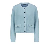 Strickjacke BETTY BARCLAY "Damen mit aufgesetzten Taschen", Damen, Gr. 38, blau (blau fog), Strick, Obermaterial: 55% Polyester, 45% Polyamid, gerade normal, Rundhals, Strickjacken Strickjacke (303849
