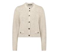 Strickjacke BETTY BARCLAY "Damen mit aufgesetzten Taschen", Damen, Gr. 46, grau beige, Strick, Obermaterial: 65% Polyacryl, 35% Polyamid, Basic, gerade normal, Rundhals, Strickjacken Strickjacke (5073