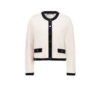Strickjacke BETTY BARCLAY "Damen mit Knopfleiste", Damen, Gr. 46, weiß (patch beige, schwarz), Strick, Obermaterial: 55% Polyester, 45% Polyamid, gerade normal, Rundhals, Strickjacken Strickjacke (651