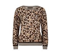 Betty Barclay Strickpullover mit Animalprint U-Boot-Ausschnitt lässig Taupe/Beige Damen Gr. 42