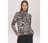 Strickpullover BETTY BARCLAY "Damen mit Jacquard", Damen, Gr. 38, schwarz-weiß (patch schwarz, beige), Strick, Obermaterial: 50% Baumwolle, 50% Polyacryl, figurumspielend lang, Pullover Strickpullover