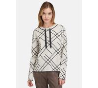 Strickpullover BETTY BARCLAY "Damen Strickpullover mit Jacquard", Damen, Gr. 36, grau (patch beige, grau), Strick, Obermaterial: 50% Viskose, 27% Polyamid, 23% Polyester., gerade normal, Rundhals, Pul