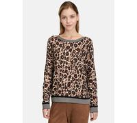 Strickpullover BETTY BARCLAY "Damen Strickpullover mit Animalprint", Damen, Gr. 44, beige (taupe, beige), Strick, Obermaterial: 80% Viskose, 20% Polyamid., lässig geschnitten normal, U-Boot-Ausschnitt