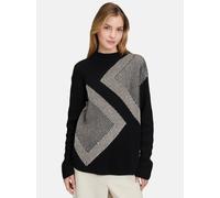 Strickpullover BETTY BARCLAY "Damen Strickpullover mit Intarsie", Damen, Gr. 36, schwarz (patch schwarz, beige), Strick, Obermaterial: 58% Baumwolle, 38% Polyacryl, 4% Polyester metallisiert., gerade
