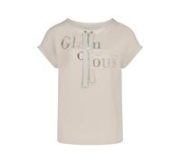 Kurzarmshirt BETTY BARCLAY "Damen mit Strass", Damen, Gr. 42, grau beige, Sweatware, Obermaterial: 55% Viskose, 39% Polyester, 6% Elasthan, loose fit normal, U-Boot-Ausschnitt, Shirts (88879918-42) gr