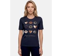 Kurzarmshirt BETTY BARCLAY "Damen mit Aufdruck", Damen, Gr. 36, blau (patch dunkelblau, braun), Jersey, Obermaterial: 95% Baumwolle, 05% Elasthan, tailliert normal, Rundhals, Shirts (11282901-36) patc