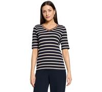 Betty Barclay Kurzarmshirt Ringelshirt V-Ausschnitt Jersey Gr. 38 Dunkelblau/Nature
