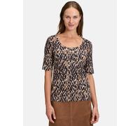 Kurzarmshirt BETTY BARCLAY "Damen Trägertop mit Rippenstruktur", Damen, Gr. 44, blau (dunkelblau, braun), Rippware, Obermaterial: 95% Baumwolle, 5% Elasthan., tailliert normal, Rundhals, Shirts (77327