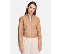 Jackenblazer BETTY & CO "Betty & Co Bikerjacke mit Stehkragen", Damen, Gr. 44, beige, Obermaterial: 100% Polyurethan, 100% Polyester. Futter: 100% Polyester., modisch, tailliert normal, Blazer, Nahtfü