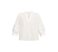 Schlupfbluse BETTY & CO "Damen mit Spitzeneinsatz", Damen, Gr. 38, weiß, Obermaterial: 68% Baumwolle, 28% Polyamid, 4% Elasthan, figurumspielend normal, Rundhals, Blusen Schlupfbluse (98758053-38) wei