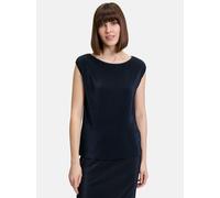 Blusentop BETTY & CO "Betty & Co Blusentop mit Plissee", Damen, Gr. 40, blau (dunkelblau), Obermaterial: 100% Polyester., modisch, figurumspielend normal, Rundhals, Kurzarm, Blusen (57180301-40) dunke