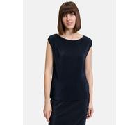 Blusentop BETTY & CO "Betty & Co Blusentop mit Plissee", Damen, Gr. 44, blau (dunkelblau), Obermaterial: 100% Polyester., modisch, figurumspielend normal, Rundhals, Kurzarm, Blusen (57180301-44) dunke