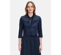 Bolerojacke BETTY & CO "Betty & Co Bolero-Jacke unifarben", Damen, Gr. 42, blau (dunkelblau), Obermaterial: 97% Baumwolle, 3% Elasthan. Futter: 100% Polyester., modisch, tailliert, 3/4-Ärmel Ärmel mit