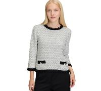 Strickpullover BETTY & CO "Betty & Co Damen Strickpullover mit Fransen", Damen, Gr. 36, schwarz-weiß (weiß, schwarz), Strick, Obermaterial: 76% Polyacryl, 24% Polyamid., feminin, figurbetont normal, R