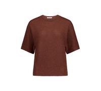 Kurzarmshirt BETTY & CO "Damen mit Lurexfaden", Damen, Gr. 42, braun, Sweatware, Obermaterial: 91% Baumwolle, 3% Polyester, 3% Polyester, 3% Elasthan, gerade normal, Rundhals, Shirts (48837632-42) bra
