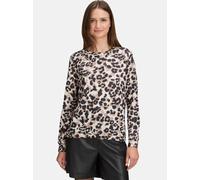 Sweatshirt BETTY & CO "Damen Casual-Shirt mit Tunnelzug", Damen, Gr. 46, beige, schwarz, Obermaterial: 97% Polyester, 03% Elasthan., lässig geschnitten normal, Rundhals, Sweatshirts (42112051-46) beig