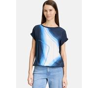 Kurzarmshirt BETTY & CO "Damen Casual-Shirt mit Print", Damen, Gr. S, blau (dunkelblau, blau), Obermaterial: 100% Baumwolle., loose fit normal, Rundhals, Shirts, Materialmix (37364916-S) dunkelblau, b