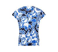 Kurzarmshirt BETTY & CO "Damen mit Gummizug", Damen, Gr. L, blau (weiß, dunkelblau), Obermaterial: 50% Baumwolle, 50% Modal, loose fit normal, Rundhals, Shirts (11880027-L) weiß, dunkelblau