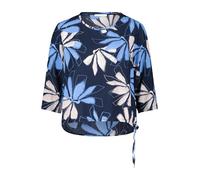 Shirtbluse BETTY & CO "Betty & Co Blusenshirt mit Print", Damen, Gr. 36, blau (dunkelblau, blau), Obermaterial: 56% Viskose, 44% Baumwolle., casual, lässig geschnitten normal, Rundhals, 3/4-Ärmel, Blu