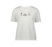 Kurzarmshirt BETTY & CO "Damen mit Print", Damen, Gr. XL, grau (patch cream, grau), Obermaterial: 95% Baumwolle, 5% Elasthan, gerade normal, Rundhals, Shirts (65145711-XL) patch cream, grau