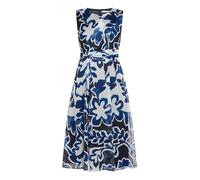 Betty & Co Damen Chiffonkleid ohne Arm 42, Weiß/Dunkelblau