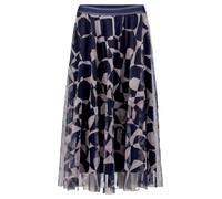 Midirock BETTY & CO "Damen mit Print", Damen, Gr. 38, dunkelblau, nature, Netz, Obermaterial: 100% Polyester; Futter: 100% Polyester, figurumspielend lang, Röcke (96311211-38) dunkelblau, nature