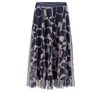 Midirock BETTY & CO "Damen mit Print", Damen, Gr. 40, dunkelblau, nature, Netz, Obermaterial: 100% Polyester; Futter: 100% Polyester, figurumspielend lang, Röcke (96311211-40) dunkelblau, nature