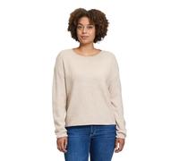Strickpullover BETTY & CO "Betty & Co Strickpullover mit Rundhalsausschnitt" Gr. 44, beige, Damen, Strick, Obermaterial: 82% Polyester, 16% Polyacryl, 2% Wolle., Pullover, Struktur (93644333-44) beige