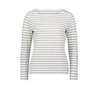 Kurzarmshirt BETTY & CO "Damen Ringelshirt mit U-Boot-Ausschnitt", Damen, Gr. M, weiß (weiß, grau), Obermaterial: 95% Baumwolle, 5% Viskose., figurumspielend normal, eckiger Ausschnitt, Shirts (469747
